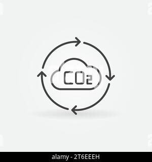 Kohlendioxid CO2-Innenpfeile umreißen das Symbol für das Vektorkonzept oder das Designelement Stock Vektor