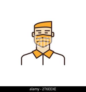 Man in Face Mask Vector Konzept kreatives Symbol oder Designelement Stock Vektor