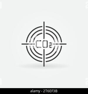 Ziel mit CO2-Vektorkonzept-Symbol oder Symbol in dünner Linie Stock Vektor