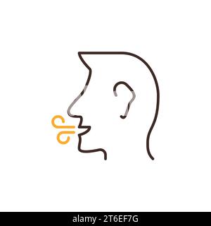 Atem-Vektor-Konzept Moderne Linie Symbol - Hustende Mann Zeichen Stock Vektor