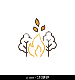Feuer im Wald Vektorkonzept modernes Symbol oder Symbol Stock Vektor