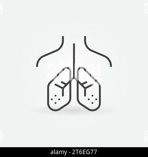 Symbol oder Designelement für dünne Linien des Lungenvektors Stock Vektor
