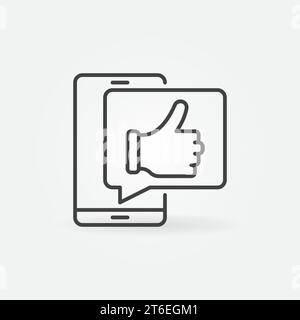 Smartphone mit Vektor „Daumen nach oben“ wie das Umrisssymbol „Message Concept“. Soziales Netzwerk-Symbol in dünner Linie Stock Vektor