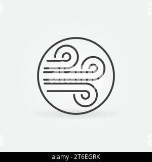 Wind fließt innerhalb des Konzeptsymbols des Kreisvektors oder des Symbols in dünner Linienart Stock Vektor