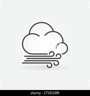 Wind mit linearem Wolkenvektor Meteorologie Konzept Symbol oder Logo Element Stock Vektor