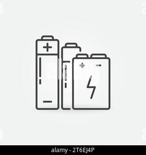 Symbol für das Vektorkonzept der Batterien oder Symbol in dünner Linie Stock Vektor