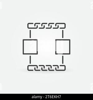 Ketten und Blöcke - Symbol für das Vektorkonzept der Blockchain-Technologie oder Symbol in dünner Linie Stock Vektor