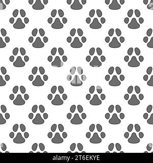 PET Paw Print Vektor minimales nahtloses Muster - Tierfußabdruck Hintergrund Stock Vektor