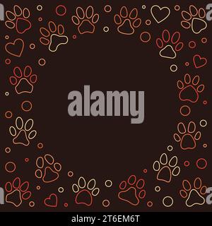 Kreativer Rahmen aus Katzen- oder Hundefotenmotiv und Herzzeichen mit rundem, leerem Textfeld. Vektorhintergrund oder -Illustration Stock Vektor