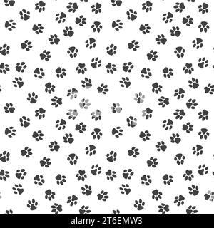 Vektor-nettes nahtloses Muster mit Haustier-Paw-Prints. Tierfußabdrücke Konzepthintergrund Stock Vektor