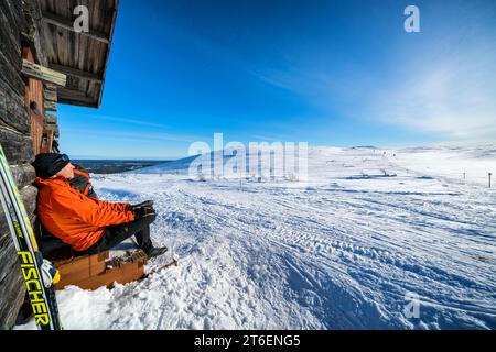 In Montellin maja offene Wildnishütte nahe Pallastunturi Fell, Muonio, Lappland, Finnland Stockfoto