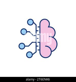 Menschliches Gehirn mit Neuron Connections Vektorkonzept farbiges Symbol oder Logo Stock Vektor