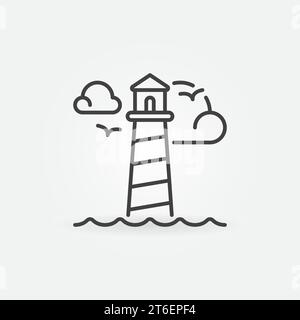 Symbol oder Symbol für das Konzept von Wolken und Lighthouse für dünne Linien Stock Vektor