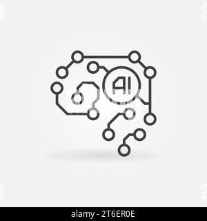 KI – Symbol für künstliche Intelligenz des Gehirns. Cyberbrain Vector Concept Symbol - Seitenansicht Stock Vektor