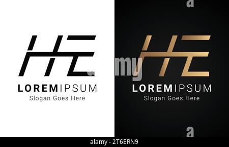 Luxuriöses Initial HE- oder EH-Monogramm-Logo-Design Stock Vektor