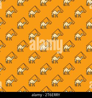 Kamel in Ägypten Vektorkonzept modernes gelbes geometrisches nahtloses Muster Stock Vektor