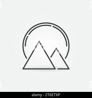 Pyramiden in Ägypten mit Big Sun Vector Concept Icon oder Zeichen im Umrissstil Stock Vektor