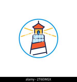 Leuchtturm im Kreis Vektor Konzept farbiges Symbol oder Zeichen Stock Vektor