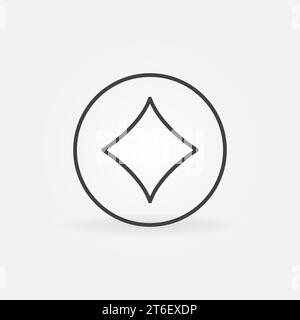 Diamanten spielen Kartenanzug im Kreis Vektor Konzept Symbol oder Symbol im Umrissstil Stock Vektor