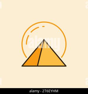 Gelbe Sonne und ägyptischer Pyramidenvektor Ägypten Geschichte Konzept farbiges Symbol oder Designelement Stock Vektor