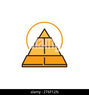 Gelbe Pyramide und ägyptisches Sonnenvektorkonzept farbiges Symbol oder Logo-Element Stock Vektor