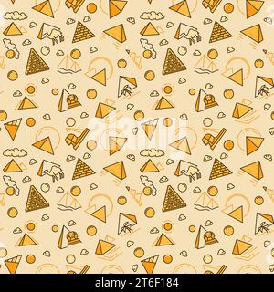 Altes Ägypten Pyramiden Vektorkonzept kreatives farbiges nahtloses Muster oder Hintergrund Stock Vektor