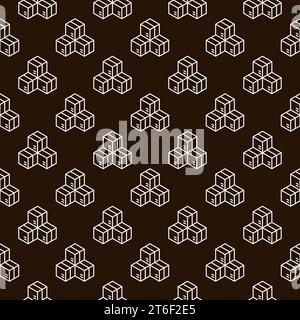 Nahtloser Hintergrund mit drei Feldern – Vektorkonzept einfaches Umrissmuster Stock Vektor