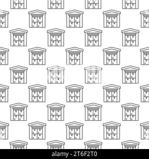 Lagerbau mit Boxen Vektor Lagerungs- und Lieferkonzept minimales lineares nahtloses Muster oder Hintergrund Stock Vektor