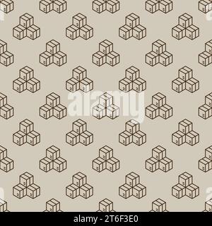 Drei Boxen Vektorkonzept Logistik nahtloses Muster oder Hintergrund in Linienart Stock Vektor