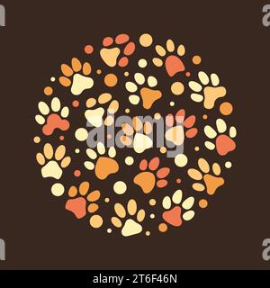 Circle with Cat Paw Print Schilder. Kreative Vektor-Illustration mit Haustier-Fußabdrücke für Tierliebhaber Stock Vektor