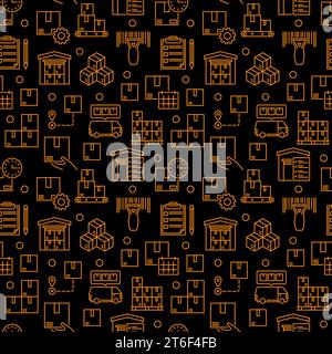 Nahtloses Vektor-Muster für Bestandsaufnahme und Lagerung. Logistische Hintergründe im Umrissstil Stock Vektor