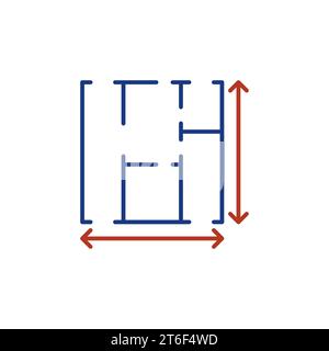Haus Hallenplan Messungen Vektorkonzept farbiges Symbol oder Designelement Stock Vektor