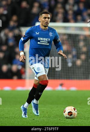 Glasgow, Großbritannien. November 2023. James Tavernier von den Rangers während des Spiels der UEFA Europa League im Ibrox Stadium, Glasgow. Der Bildnachweis sollte lauten: Neil Hanna/Sportimage Credit: Sportimage Ltd/Alamy Live News Stockfoto