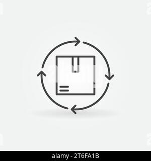 Pfeile mit Pappkarton Vektor Inventarkonzept Liniensymbol oder Symbol Stock Vektor