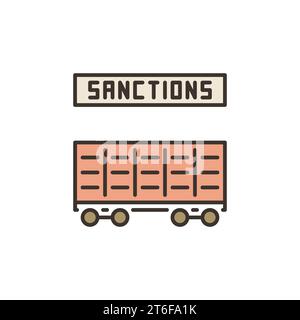 Rail Transport Vektor Railway Carriage Sanctions Konzept farbiges Symbol oder Logo Element Stock Vektor