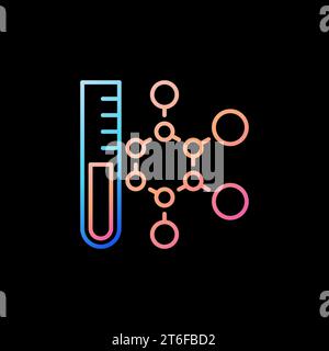 Chemische Formel mit Reagenzglas-Vektor-Chemie-Konzeptlinie buntes Symbol auf dunklem Hintergrund Stock Vektor