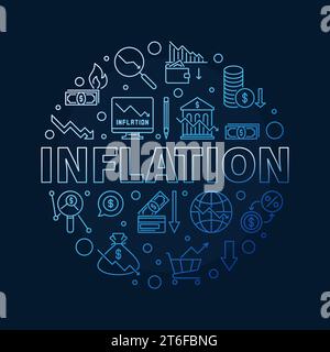 Inflationsvektor rundes blaues Umrissbanner - Hyperinflation Konzept Vektor Illustration Stock Vektor