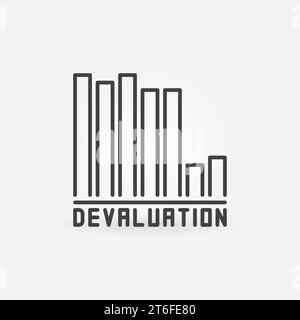 Abwertung Balkendiagrammvektor Währungswert Absenken Konzept Gliederung Symbol oder Symbol Stock Vektor