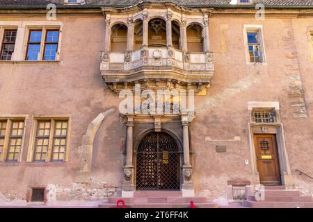 Detail des Gebäudes Salle du Corps de Garde (Corps de Garde de Colmar), Altstadt, Colmar, Grand Est, Haut-Rhin, Elsass, Frankreich Stockfoto