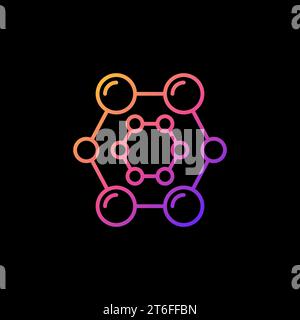 Chemisches Molekül Formel Vektorkonzept abstraktes lineares Symbol auf dunklem Hintergrund Stock Vektor