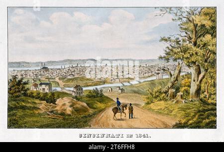 Alte Aussicht auf Cincinnati, Ohio. Vom unbekannten Autor, publ. Im Jahr 1841 Stockfoto