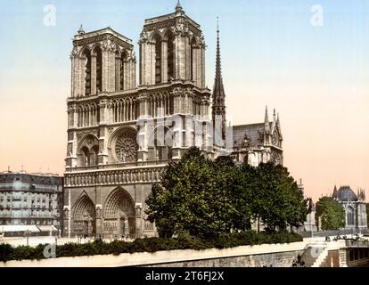 römisch-katholische Kirche Notre-Dame de Paris, unsere Liebe Frau, die Kathedrale des Erzbistums Paris, Frankreich, Historisch, um 1900, digital restaurierte Reproduktion von einer Vorlage aus dem 19. Jahrhundert Stockfoto