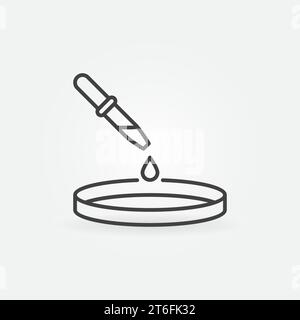 Pipette oder Tropfer und Petrischale Vektorsymbol oder Symbol im Umrissstil Stock Vektor