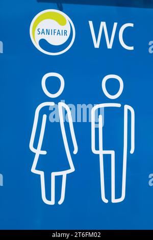 Zeichen für WC Stockfoto