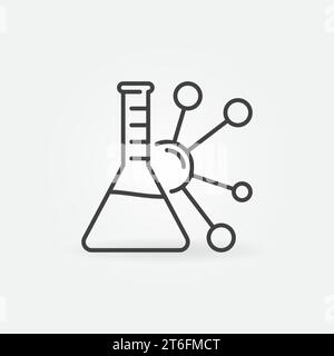 Chemische Formel mit Symbol für Fläschchenvektor oder Symbol in dünner Linienart Stock Vektor
