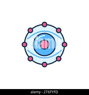 Neuronales Netzwerk Eye Vektor Bilderkennung Konzept farbiges Symbol oder Symbol Stock Vektor