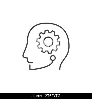 AI Head with Cog Wheel Vector Concept Umrisssymbol oder -Symbol Stock Vektor