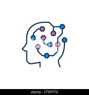 Leiterplatte im Kopf Vektor Machine Learning Konzept farbiges Symbol oder Designelement Stock Vektor