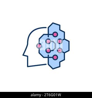 Vektor-AI-Kopf mit Schaltungen farbiges Symbol oder Logo-Element Stock Vektor