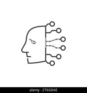 Roboterkopf mit Schaltungen Vektor Künstliche Intelligenz Konzept lineares Symbol oder Symbol Stock Vektor
